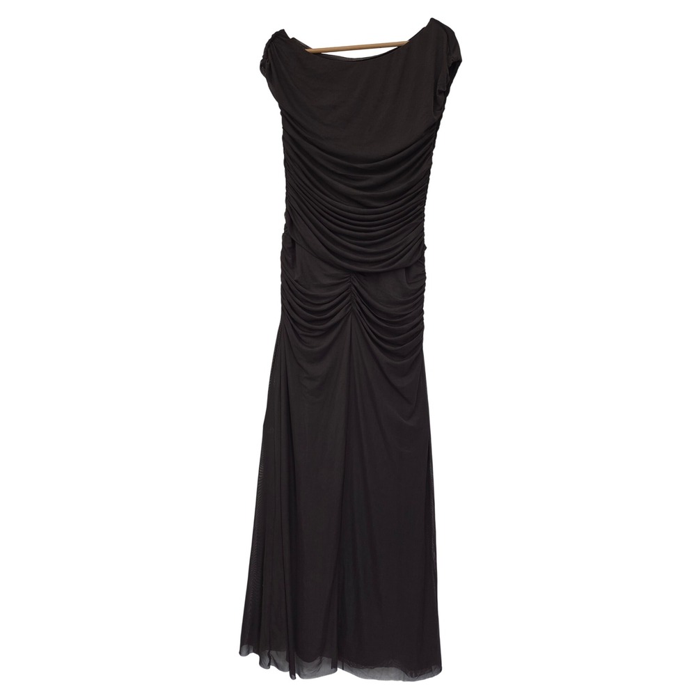 Shona Joy Mira Ruched Off Shoulder Maxi Dress Women 12 Ganache NWT $295 1252196